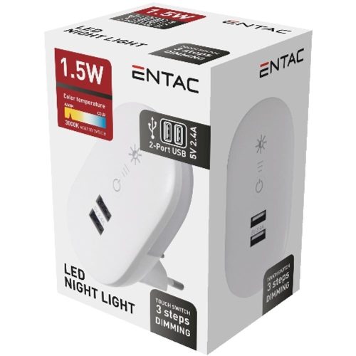 AVIDE Entac Éjjeli Fény 3000K Fényerőszabályzós 2 Usb Porttal