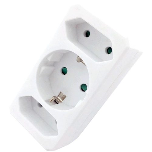 AVIDE Entac Hálózati Adapter 3 Aljzat (1 Földelt, 2 Euro)