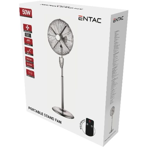AVIDE Entac Hordozható Fém Álló Ventilátor 50W Távirányítóval