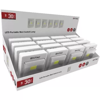   AVIDE Entac Hordozható Fali Kapcsoló Lámpa 1W Led (16Db / Kínáló)