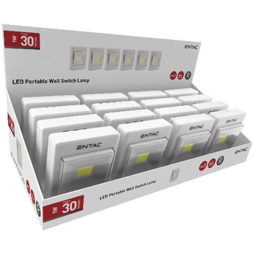 AVIDE Entac Hordozható Fali Kapcsoló Lámpa 1W Led (16Db / Kínáló)