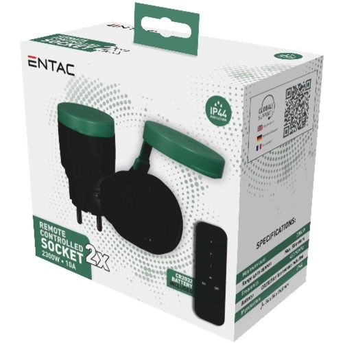 AVIDE Entac Távirányítós IP44 Hálózati Adapter, 2 IP44 Aljzat/Távirányító