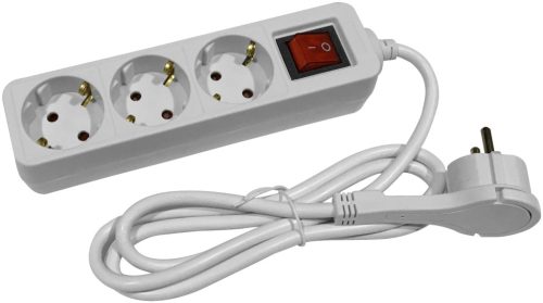 Entac S1 Elosztó 3 Foglalat Kapcsolóval 1,5m Laposfejű