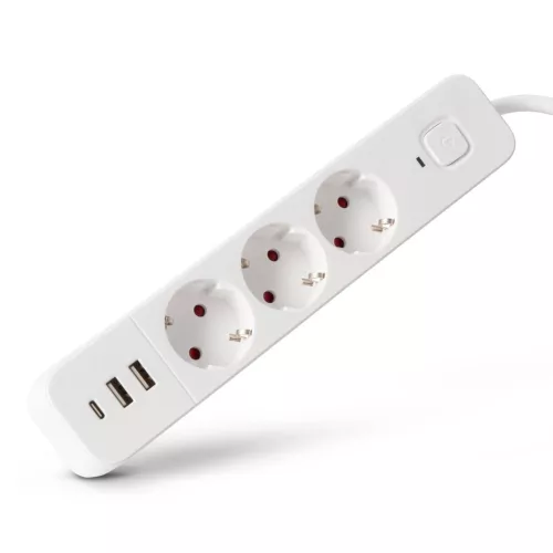 Entac D2 Elosztó 3 Foglalat Kapcsolóval 1.5m 2xUSB-A + 1xUSB-C 3G1.5