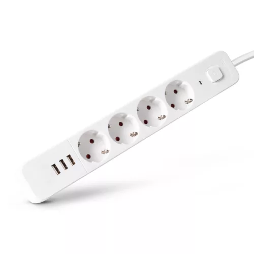 Entac D2 Elosztó 4 Foglalat Kapcsolóval 1.5m 3xUSB A 3G1.5