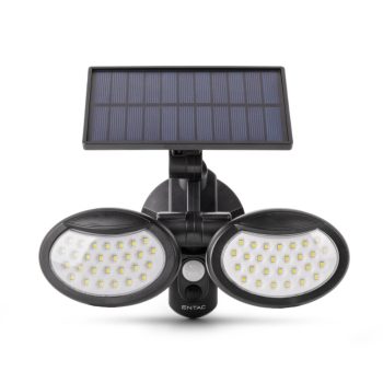   Entac Napelemes Műanyag Fali lámpa 10W SMD 2 fej mozgásérzékelővel