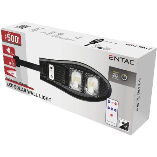 AVIDE Entac Led Szolár Utcai Lámpa Távirányítóval, Mozgásérzékelővvel Autamata Dimm Funkcióval, 500Lm