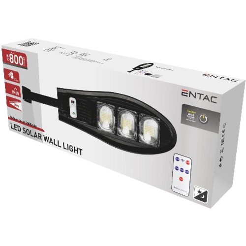 AVIDE Entac Led Szolár Utcai Lámpa Távirányítóval, Mozgásérzékelővvel Autamata Dimm Funkcióval, 800Lm