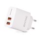 Entac Hálózati töltő, 2xUSB, 12W, fehér