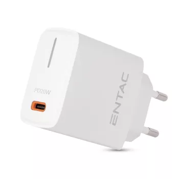 Entac Hálózati gyorstöltő PD, USB-C, 20W, fehér