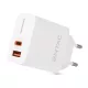 Entac Hálózati gyorstöltő PD & QC, USB + USB-C, 20W, fehér