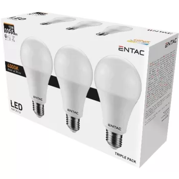 AVIDE Entac Led Globe E27 12W Nw 4000K 3-Pack