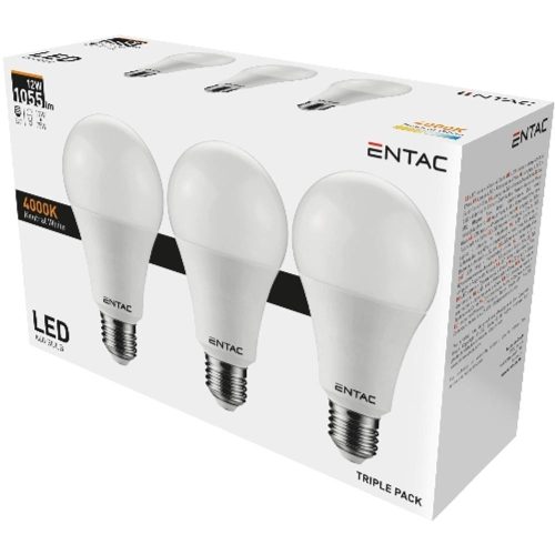 AVIDE Entac Led Globe E27 12W Nw 4000K 3-Pack
