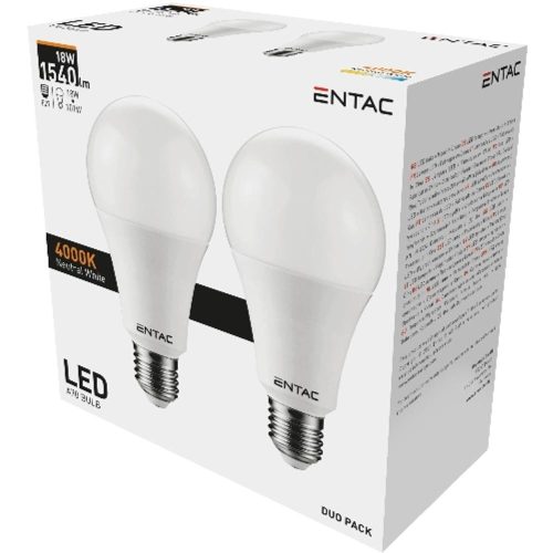 AVIDE Entac Led Globe E27 18W Nw 4000K Duo Pack