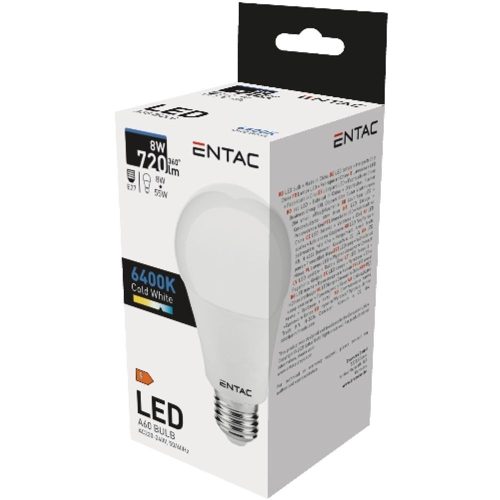 AVIDE Entac Led Globe E27 8W Cw 6400K