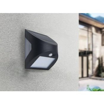   NEDES LED fekete fali napelemes lámpa 3W / 3000K / 4000K - LS025