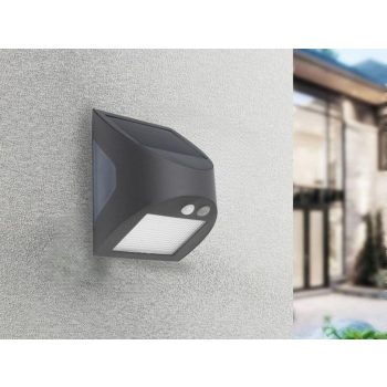   NEDES LED szürke fali napelemes lámpa 3W / 3000K / 4000K - LS225