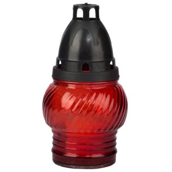 Mécses Üveg LA 72KP Műa.Tetővel Piros 140mm 25g (6-8h)