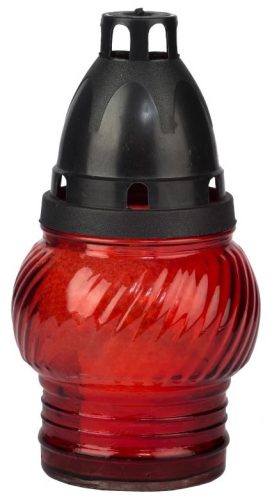 Mécses Üveg LA 72KP Műa.Tetővel Piros 140mm 25g (6-8h)