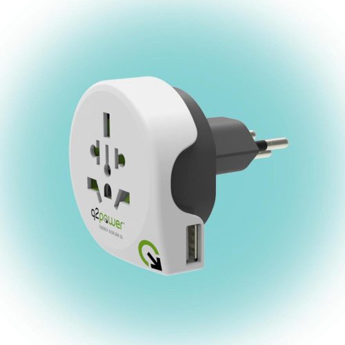SOMOGYI Q2POWER 1.100210 utazóadapter, World to Switzerland USB, indulási ország: AUS/CHINA, IT, UK, CH, BRAZIL, USA, EURO, célország: CH, USB port