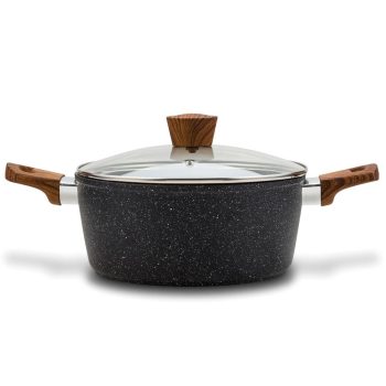   SOMOGYI Nava 10-144-120 Nature tapadásmentes lábas, kőbevonattal, hőálló fogantyú, üvegfedő, 20 cm