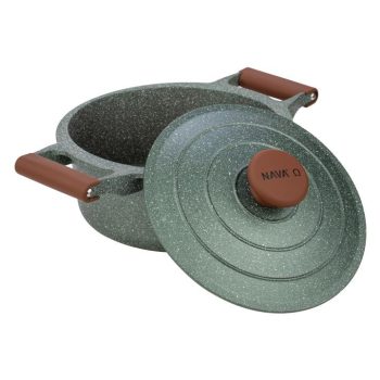   SOMOGYI Nava 10-255-033 Ωmega tapadásmentes öntött alumínium lábas fedővel, kőbevonattal, 28 cm