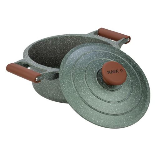 SOMOGYI Nava 10-255-033 Ωmega tapadásmentes öntött alumínium lábas fedővel, kőbevonattal, 28 cm