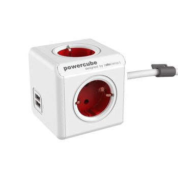   SOMOGYI PowerCube Extended USB 1402RD/DEEUPC, 1,5 m, 4 földelt aljzat gyermekvédelemmel, 2 USB aljzat, max. 3680 W, USB max. 2,1 A