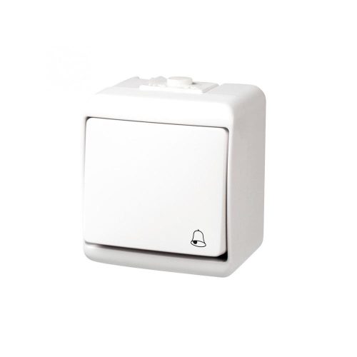 SOMOGYI GAO 22061 nyomókapcsoló csengő jellel, kültéri IP44 kivitel, 230 V~ / 50 Hz / 10 A, fehér