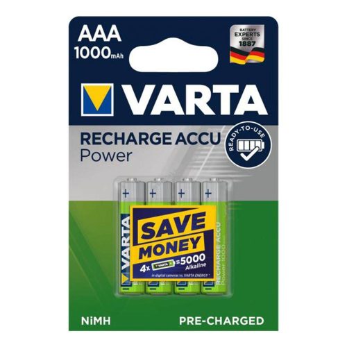 SOMOGYI VARTA 5703 akkumulátor AAA, NiMH akkumulátor, mini ceruza, 1000 mAh kapacitás, RTU - feltöltött és használatra kész, 4 db/csomag