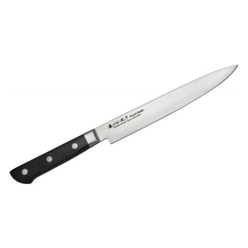 SOMOGYI Satake 805-551 Daichi japán damaszk szeletelő kés, 20 cm penge hossz, damaszk acél, pakka fa markolat