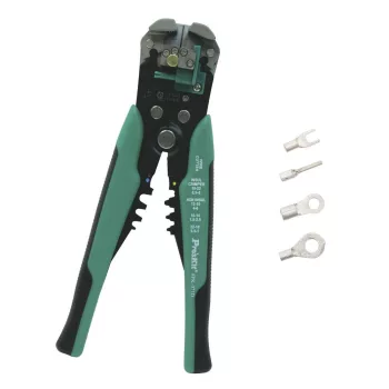   SOMOGYI Pro'skit 8PK-317D kábelcsupaszoló és préselő fogó, 210 mm, több féle mérethez, rögzíthető csupaszolási hossz
