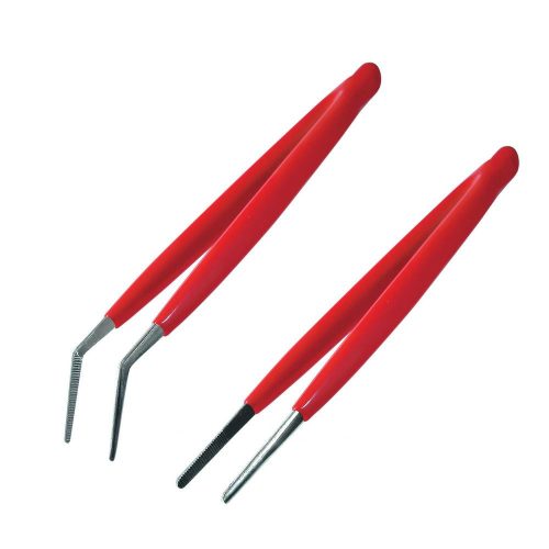 SOMOGYI Home 908-T301 műszerészcsipesz-pár, 150 mm, egyenes és 45'-ban hajlított, szigetelt bevonat