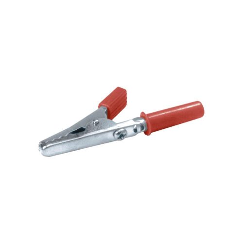 SOMOGYI Home ALC 4/BK aligátorcsipesz banánhüvellyel, szigetelt, csavarozható, 65mm, piros