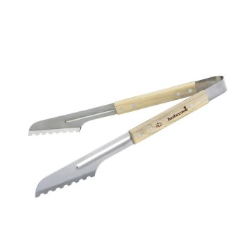   SOMOGYI Barbecook BC-ACC-7070 luxus rozsdamentes acél fogó, gumifa nyél, 100% FSC, 40cm