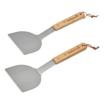   SOMOGYI Barbecook BC-ACC-7123 2db-os rozsdamentes acél rostlap forgató, fa nyél, 100% FSC, 31cm