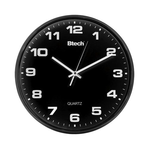 SOMOGYI Btech BH-110 falióra, 32 cm átmérő, fekete számlap, fekete keret, műanyag