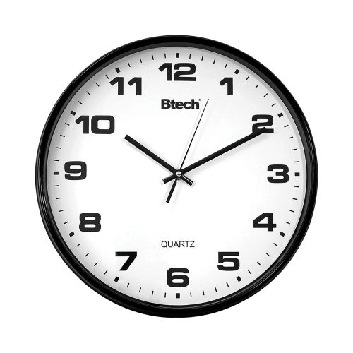 SOMOGYI Btech BH-80 falióra, 20 cm átmérő, fehér számlap, fekete keret, műanyag