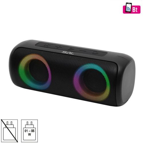 SOMOGYI SAL BT2000 boombox, 2x10W, MP3 zenelejátszó, Bluetooth, mélysugárzó, basszus, RGB LED fényjáték, beépített akkumulátor, IPX5
