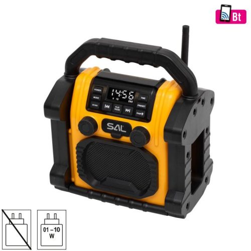 SOMOGYI SAL BTWORKPRO munka- és szabadidő hangszóró, multimédia lejátszó, Bluetooth, LED lámpa, power bank, IP55, ütésálló