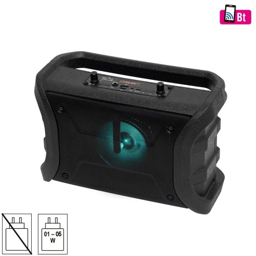 SOMOGYI SAL BTWORKY munka és szabadidő hangszóró, 8 W, FM rádió, BT TWS, USB/microSD, AUX, RGB LED, USB-C töltőkábel, ~20 h üzemidő