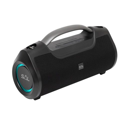 SAL BT 7000 BoomBox, bluetooth kihangosító, 2 x 30 W, BT TWS, 3.5mm AUX, USB, EQ, LED effektek, telefontöltés, USB-C és AUX kábel, vízálló