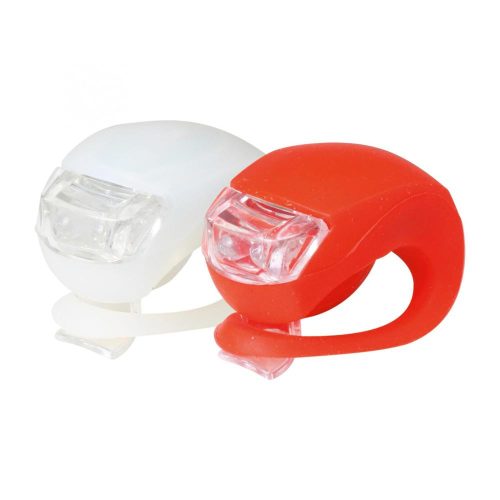 SOMOGYI Home BV 10 kerékpárlámpa készlet, 2 db fehér vagy piros LED, szilikon lámpatest, 3 funkció