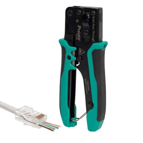 SOMOGYI Home CP-342 UTP-RJ45-8P8C gyorskrimpelő fogó, nyitott végű dugókhoz, biztonsági zár, gyors