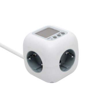   SOMOGYI Home CUBE2P kocka elosztó, fogyasztásmérővel, max. 3680 W, 3 aljzat gyermekvédelemmel, 1,5 m hosszú vezeték