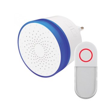   SOMOGYI Home DB 1000AC vezeték nélküli csengő, 100m hatótáv, 38 dallam, 4 fokozatú hangerő, kék LED gyűrű, néma mód, 230V-os tápellátás
