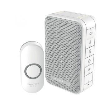   SOMOGYI Honeywell Home DC313N vezeték nélküli csengő, 150m hatótáv, 6 dallam, LED jelzőfény, IP55 nyomógomb, elemes tápellátás