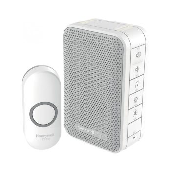   SOMOGYI Honeywell Home DC313NP2 vezeték nélküli csengő, 150m hatótáv, 6 dallam, LED jelzőfény, nyomógomb IP55 védett, 230V-os tápellátás
