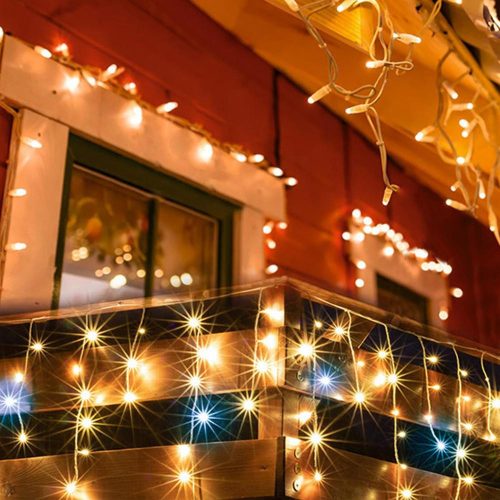 SOMOGYI Home DLFJ 400F/WW sziporkázó fényfüggöny, 10 m / 400 db melegfehér LED, állófényű, fehér vezeték, sorolható, kül- és beltéri kivitel