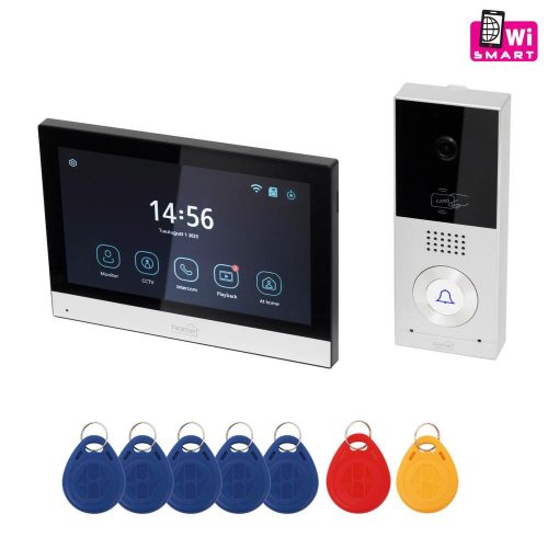 SOMOGYI Home DPV SMART video kaputelefon, 7 érintőképernyő, IP65, AHD kamera, mozgásérzékelő, RFID, bővíthető, InterCom, Smart Life, Tuya Smart"
